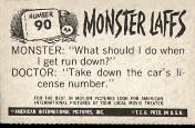 Monster cards. Monster Laffs midgee card back.