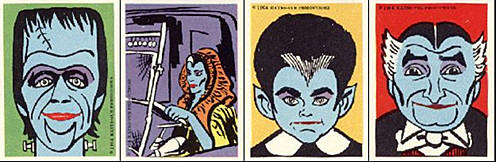 Munster stickers. Herman, Lilly, Eddie and Grandpa Munster.