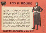 Superman trading cards. Card back 3.
