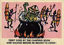 Weird-Oh's trading cards. Guy in a cooking pot.