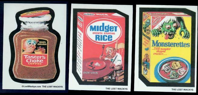 Lost Wackys - Taster's Choke,  Midget Rice, &  Monsterettes wacky packages