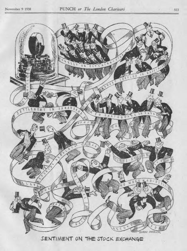 1938 Exchange Telegraph Stock Ticker extel cartoon
